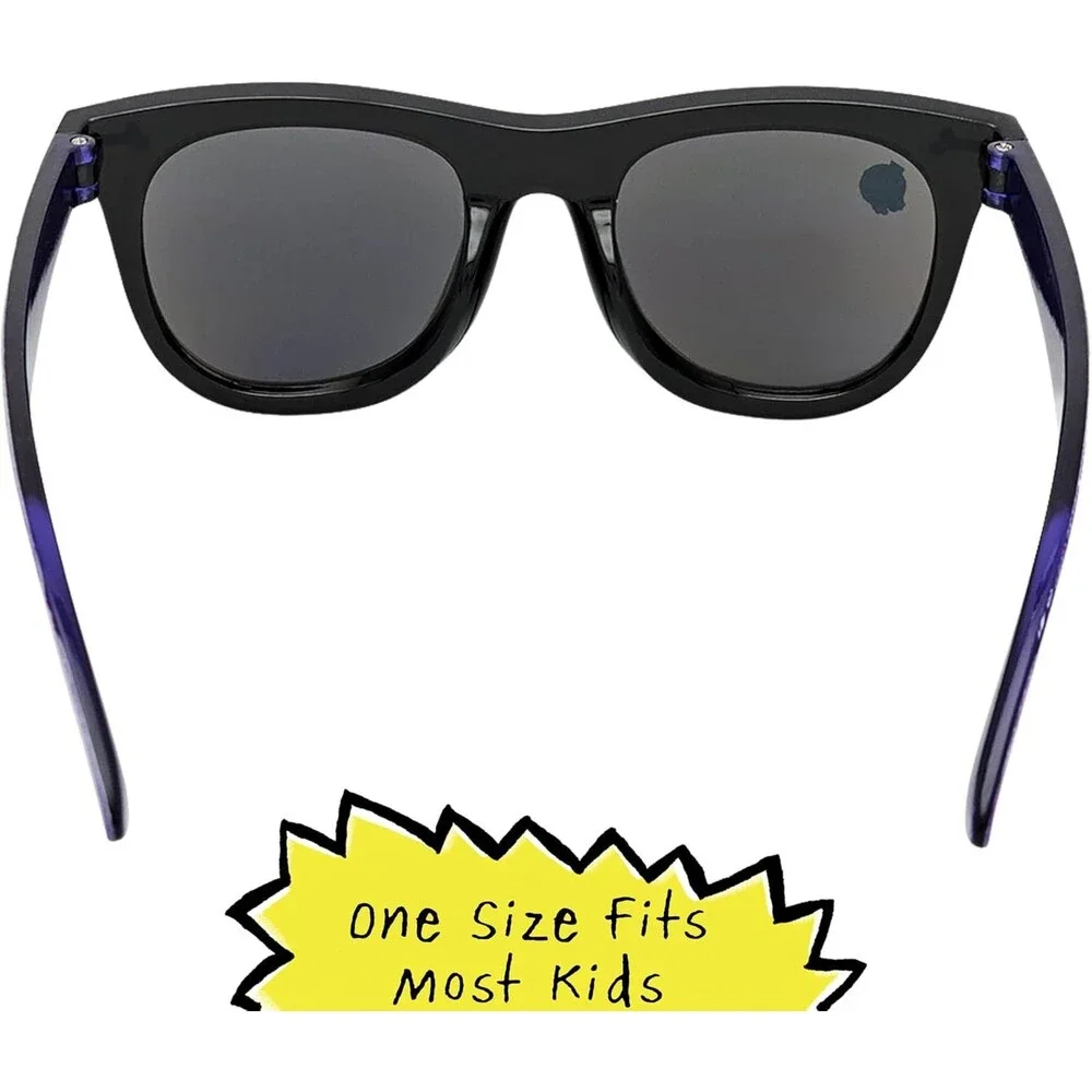 Dog Man Boys Black Horn Rimmed Sunglasses Blue Mirrored Lenses Kids